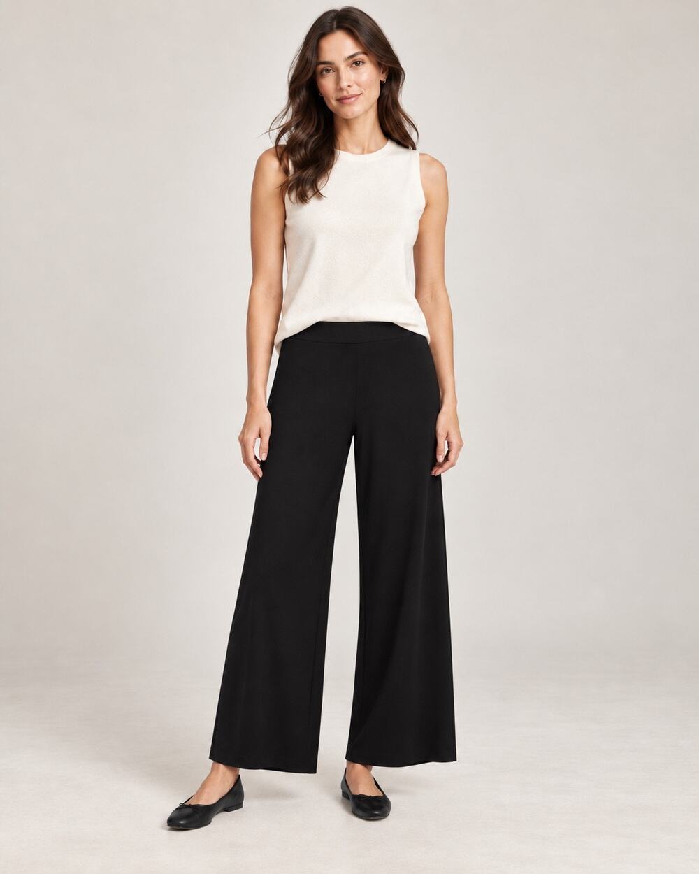 New Quiet Luxury Eileen Fisher Tencel Wide Leg Crop Pants Black Classic Capsule